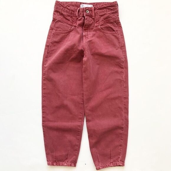 Zara brick/rust baggy cinched cuff jeans EUC 9Y - Picture 1 of 6